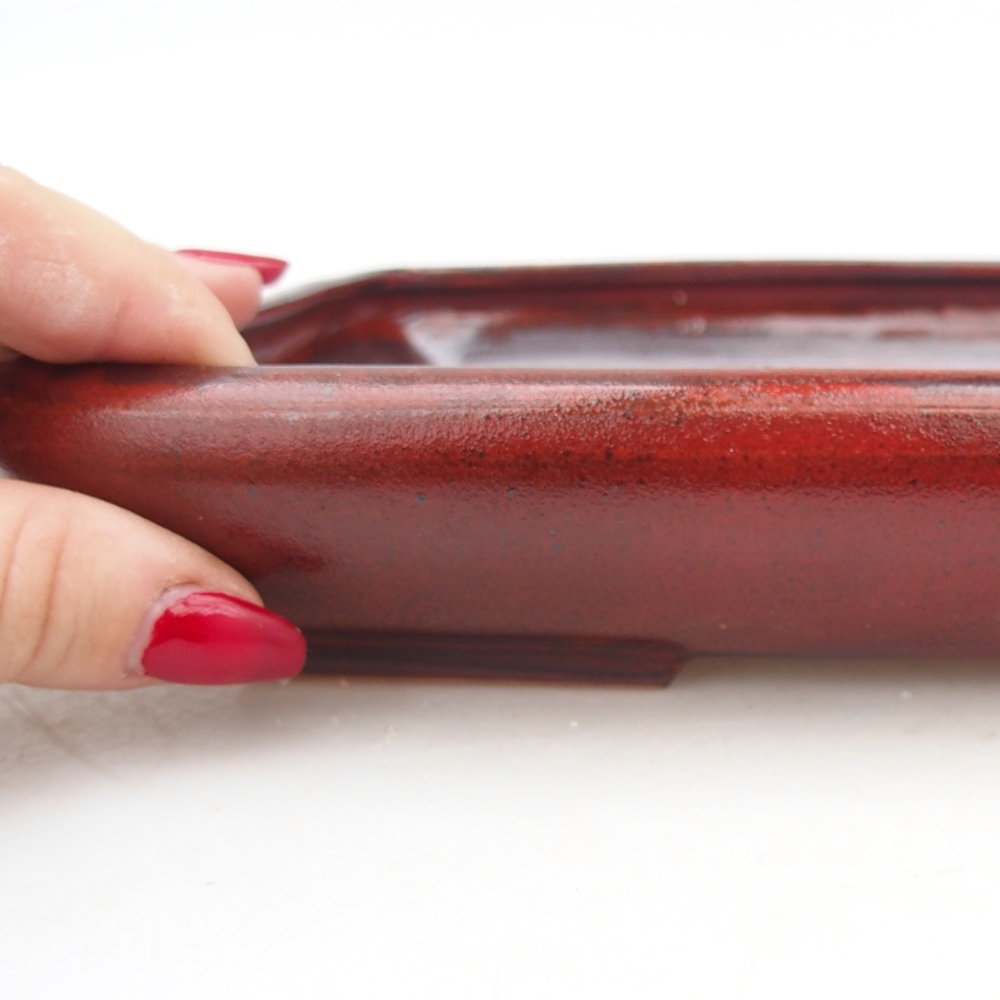 kerámia bonsai tál 24 x 17,5 x 4 cm, piros színben