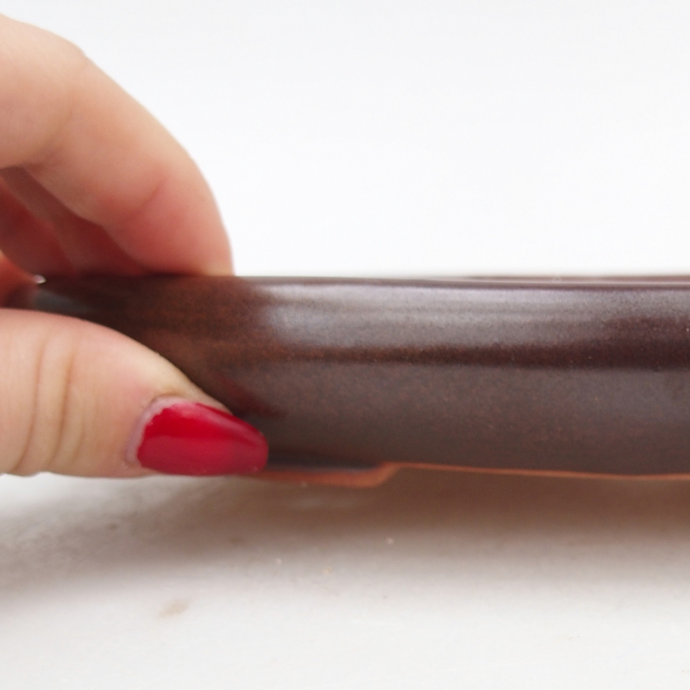 kerámia bonsai tál 22 x 17 x 3 cm, barna