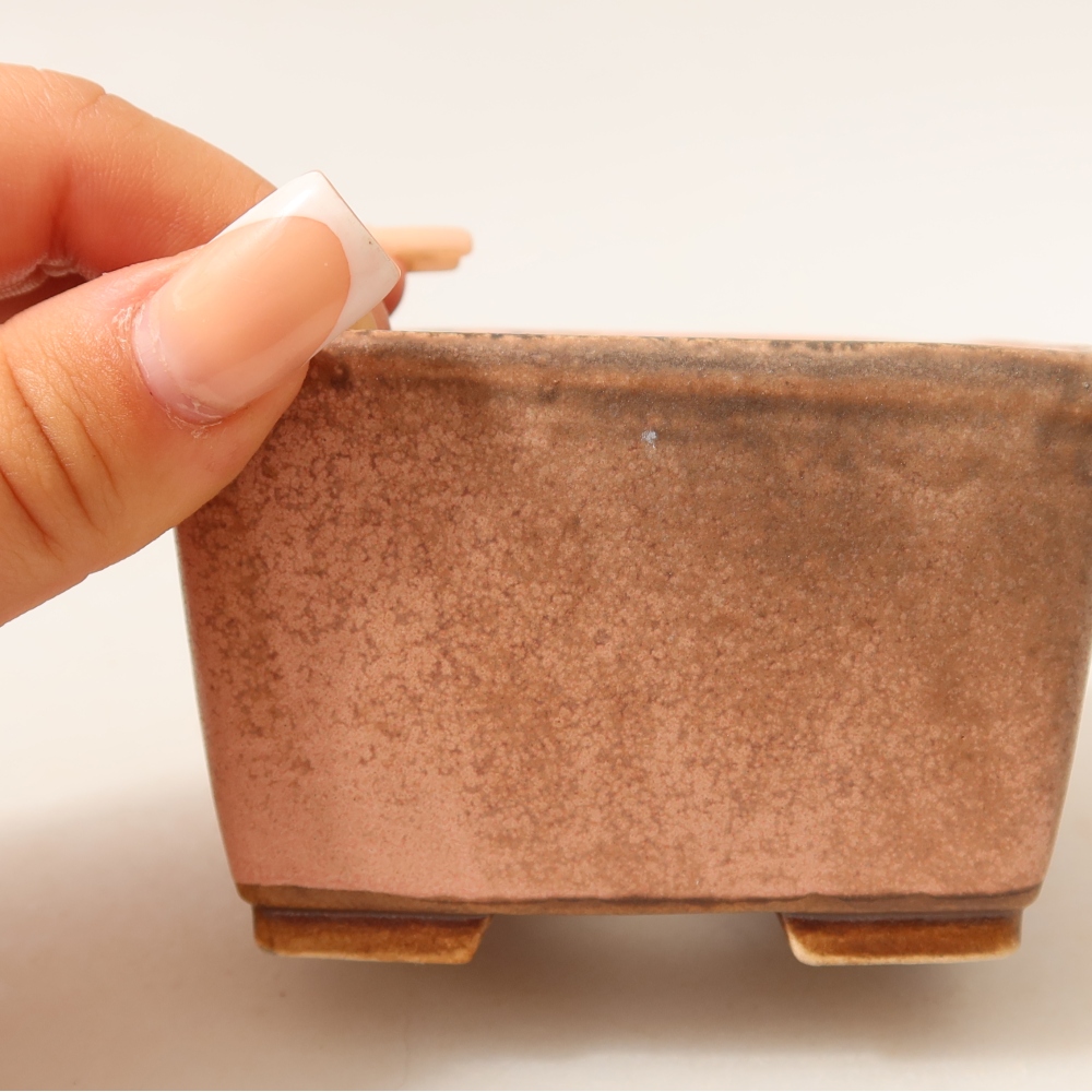 Kerámia bonsai tál 8,5 x 8,5 x 5,5 cm, rózsaszínű