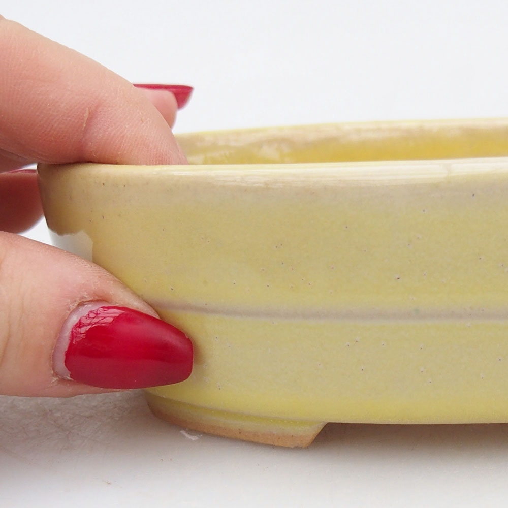 kerámia bonsai tál 13,5 x 10,5 x 4 cm, sárga