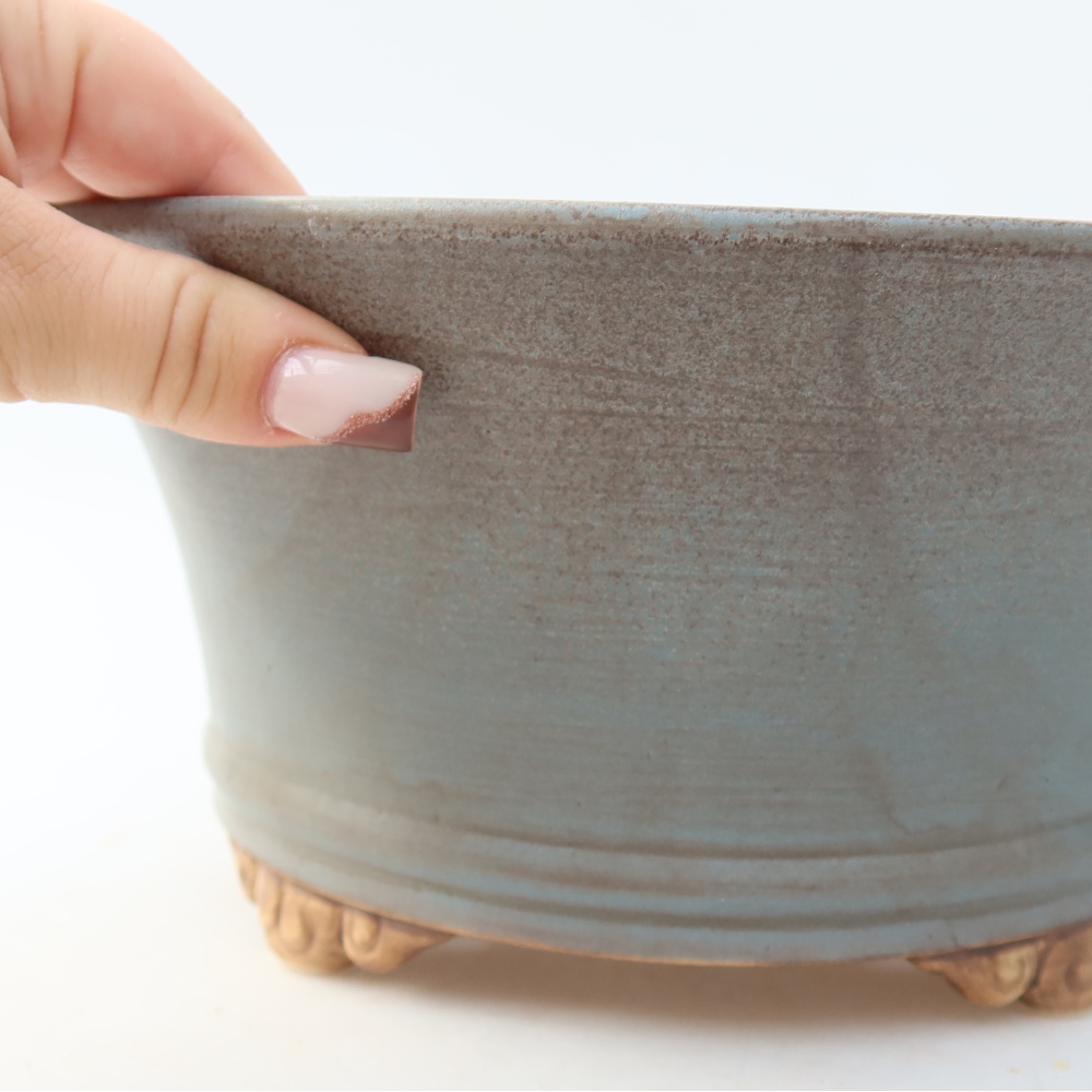 Kerámia bonsai-tál 24,5 x 24,5 x 11,5 cm, kék színű