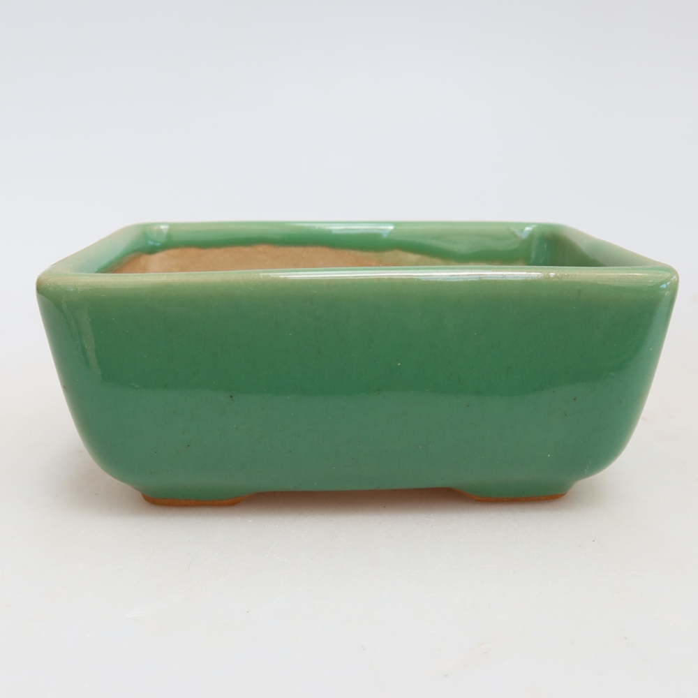 Kerámia bonsai-tál 10,5 x 7 x 4,5 cm, zöld színű