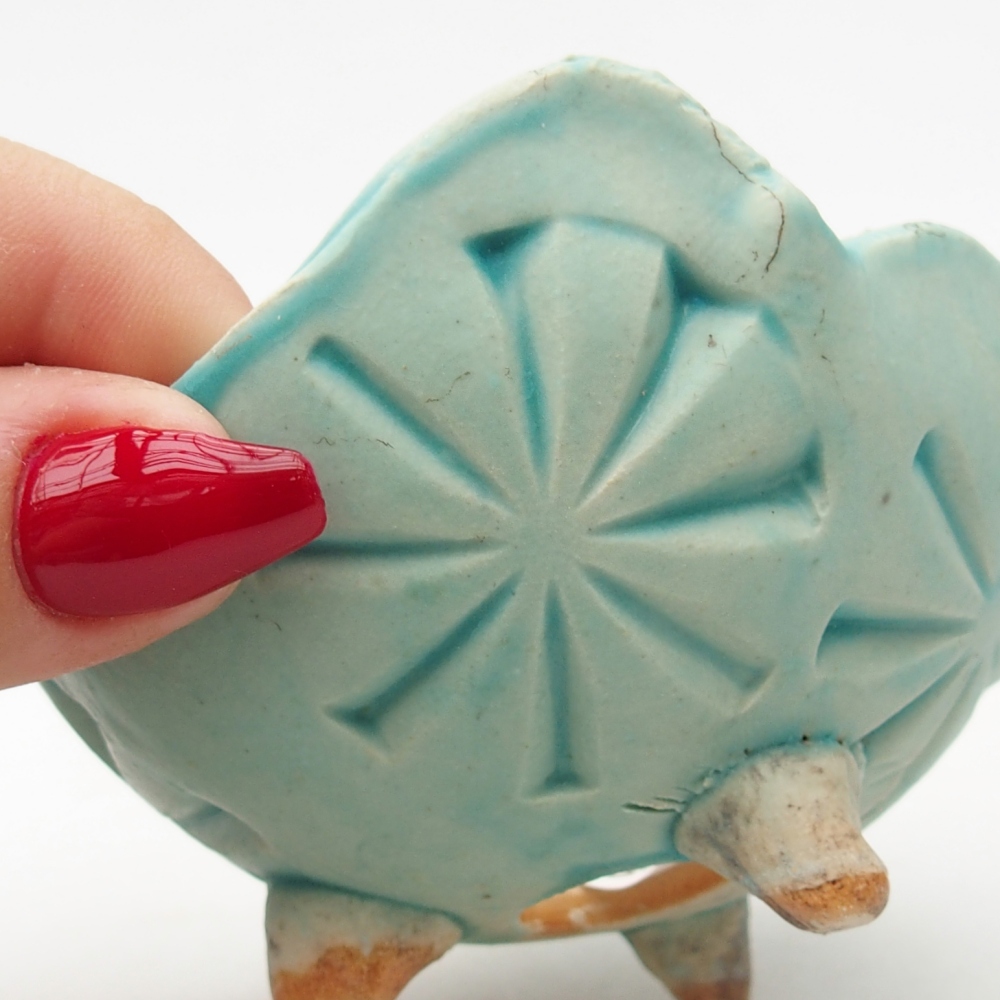 Kerámia kagyló 8,5 x 8 x 5 cm , kék színű