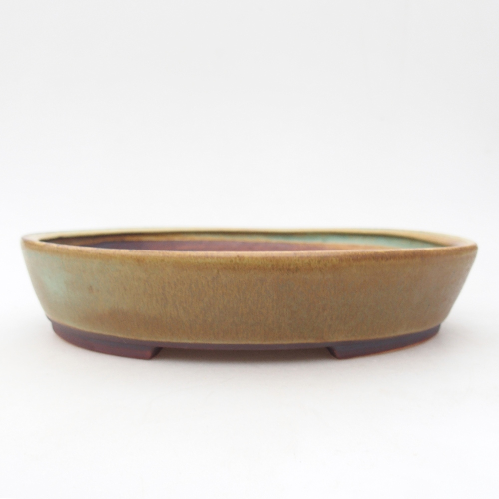 Kerámia bonsai tál 22,5 x 20 x 4,5 cm, zöld