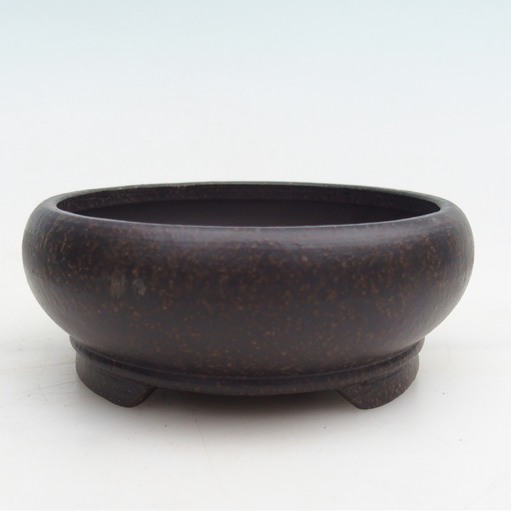 kerámia bonsai tál 12 x 12 x 5 cm, színe barnás okkersárga