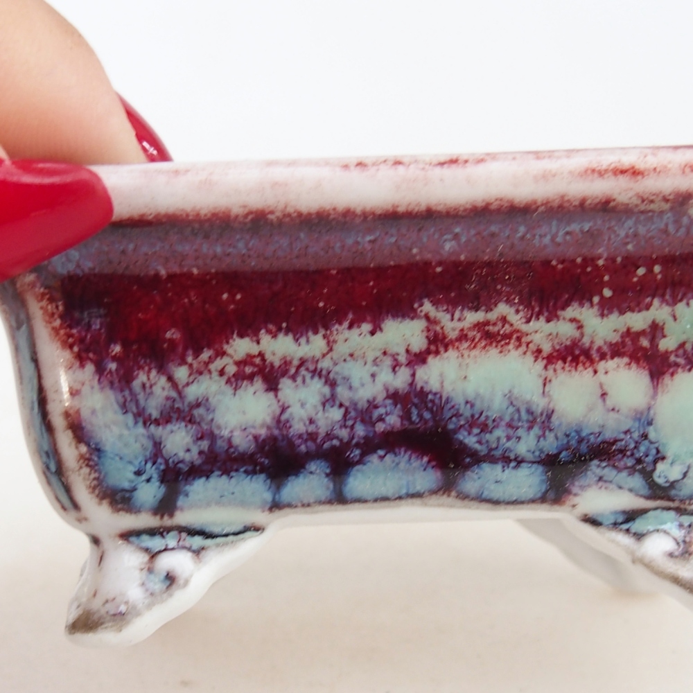 Mini bonsai tál 7 x 5,5 x 3 cm, bordó színű