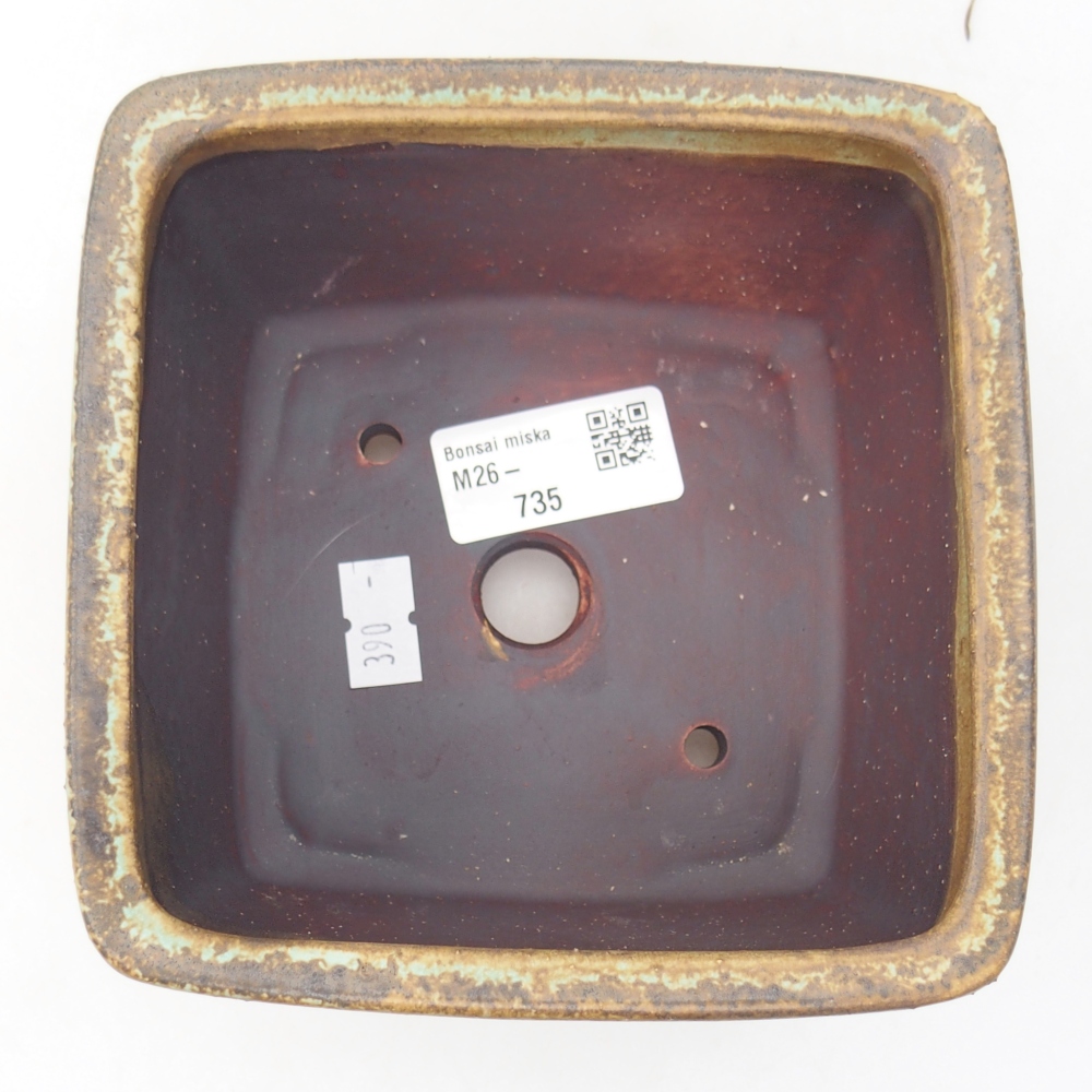 Kerámia bonsai tál 12,5 x 12,5 x 8 cm, zöld