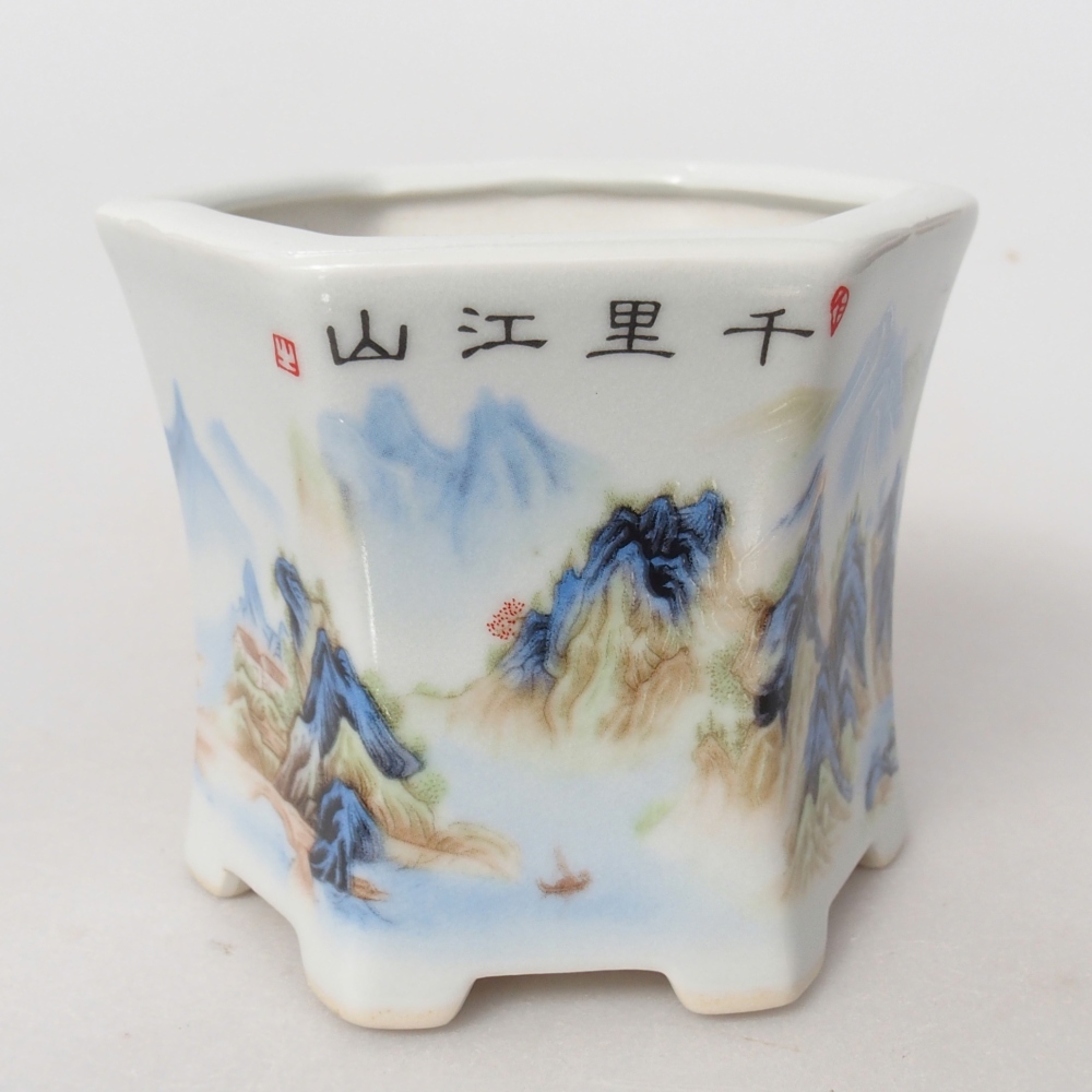 kerámia bonsai tál 10,5 x 9,5 x 9 cm, fehér színben