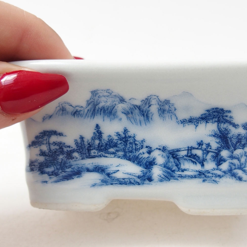 Mini bonsai tál 10 x 7,5 x 4 cm, fehér színben