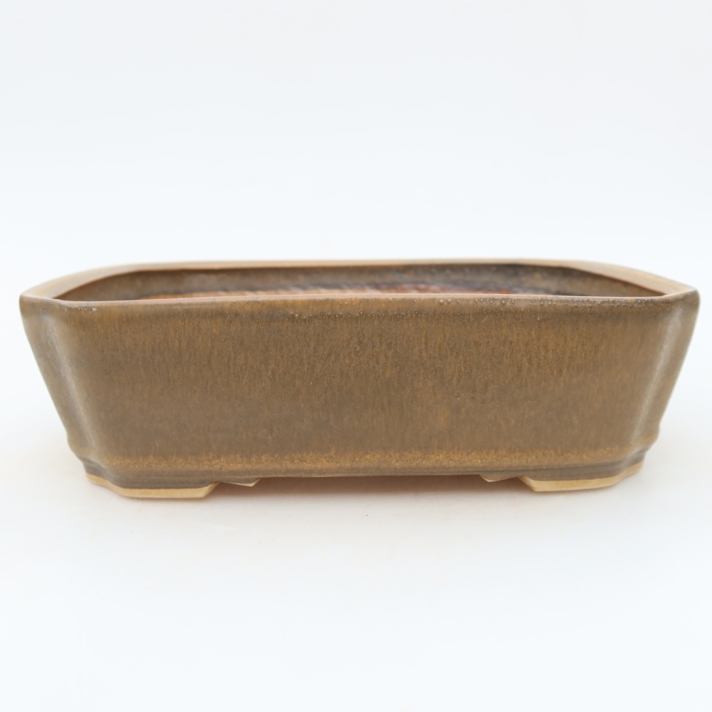 Kerámia bonsai tál, 21,5 x 18 x 6 cm, barna színű
