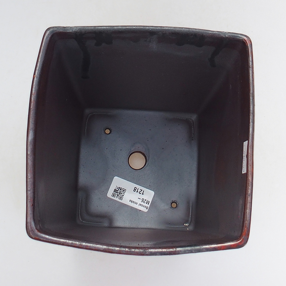 kerámia bonsai tál 15 x 15 x 19 cm, piros színű