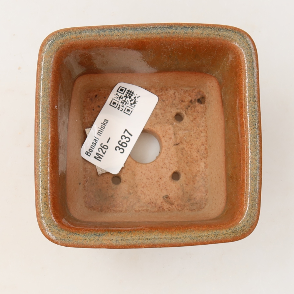 kerámia bonsai tál 8,5 x 8,5 x 5,5 cm, barna