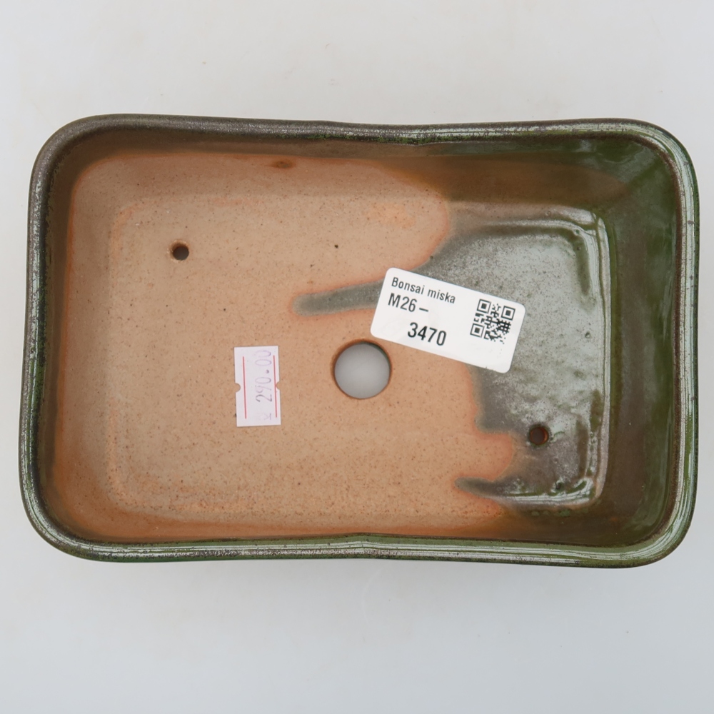 Kerámia bonsai tál, 16 × 10,5 × 5,5 cm, zöld színű