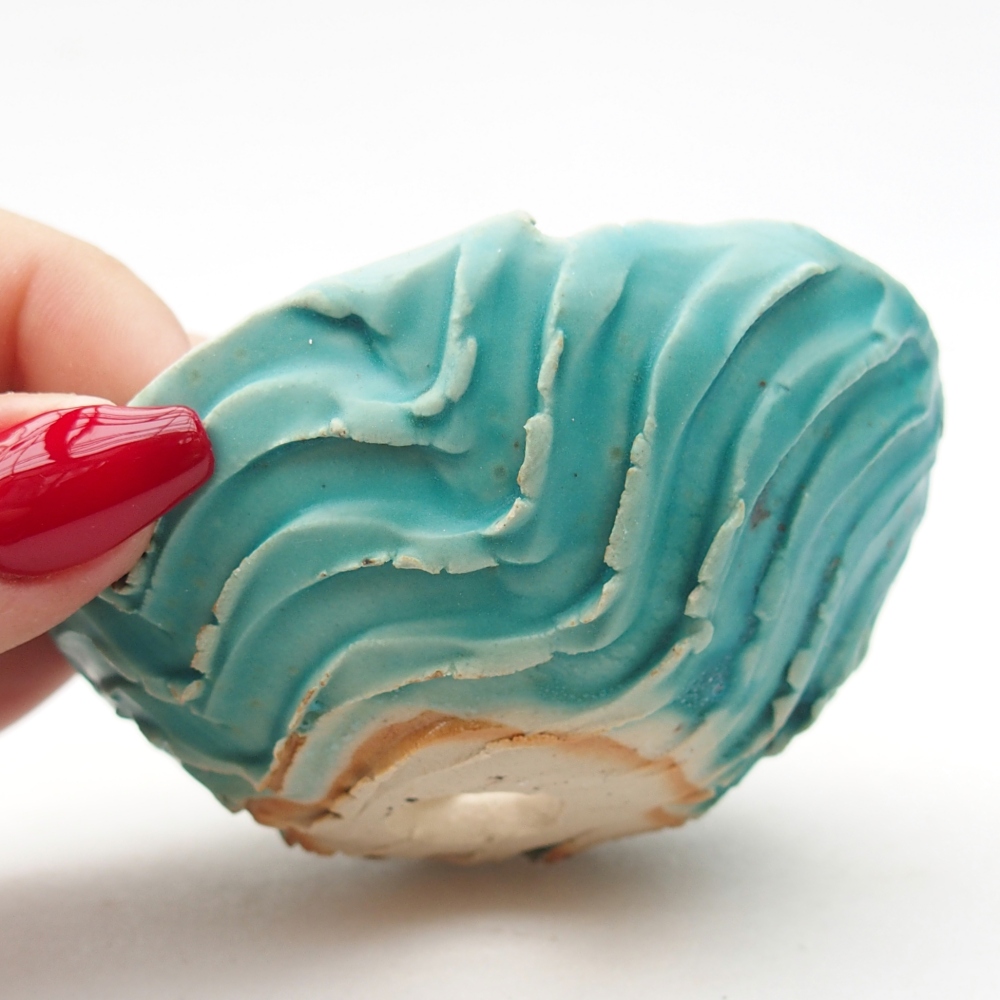 Kerámia kagyló 8,5 x 8 x 4 cm , kék színű