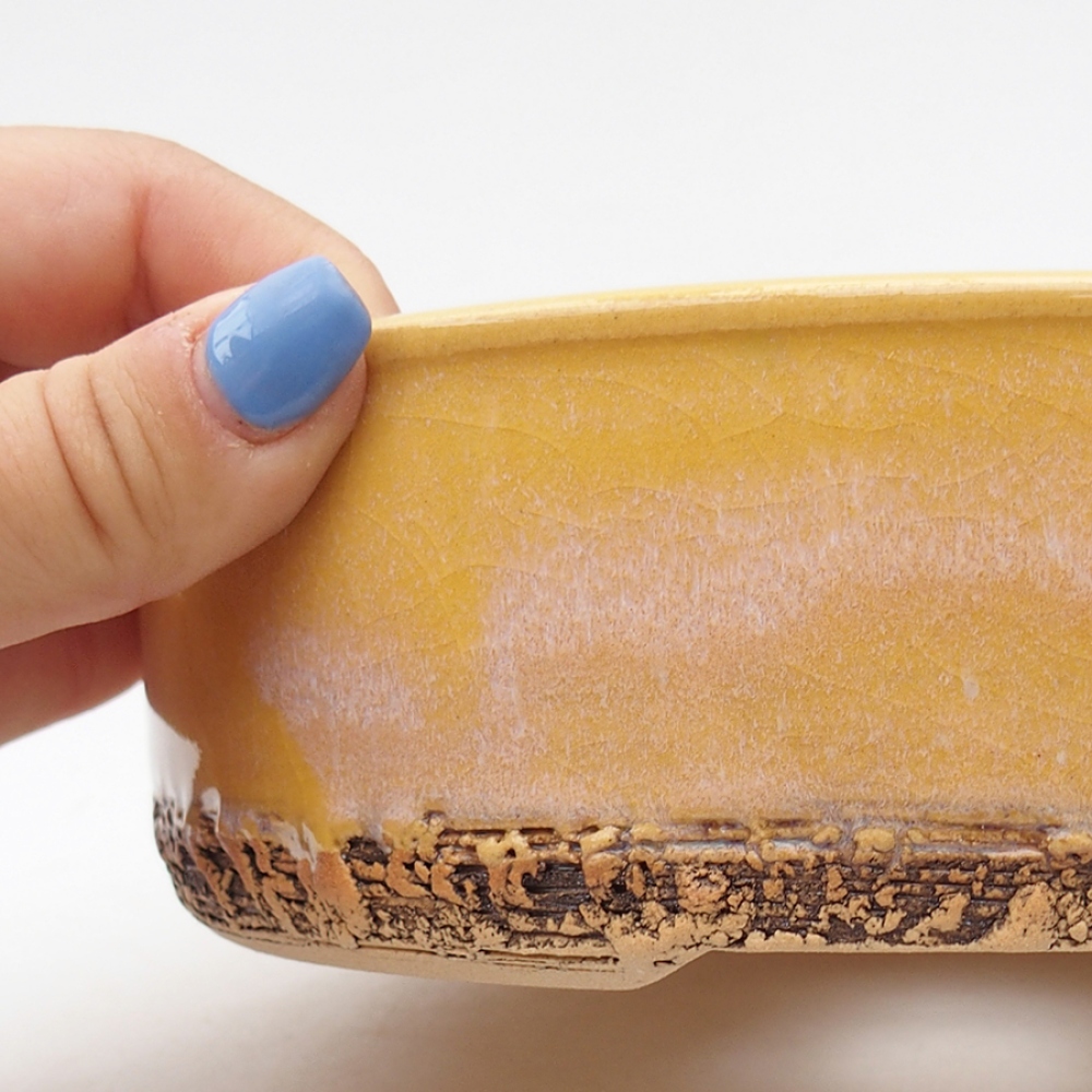 kerámia bonsai tál 18,5 x 18,5 x 6 cm, sárga