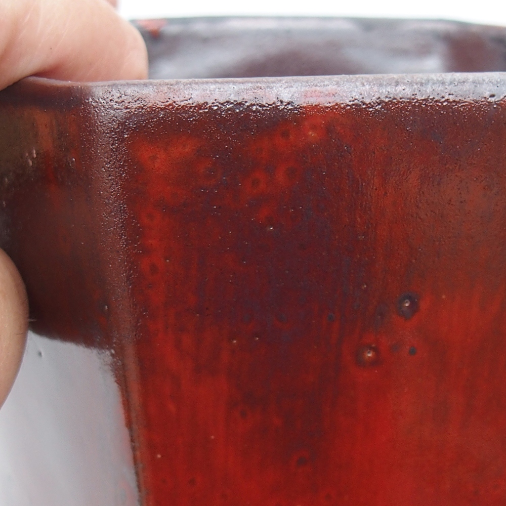 kerámia bonsai tál 13 x 11,5 x 17 cm, piros színű