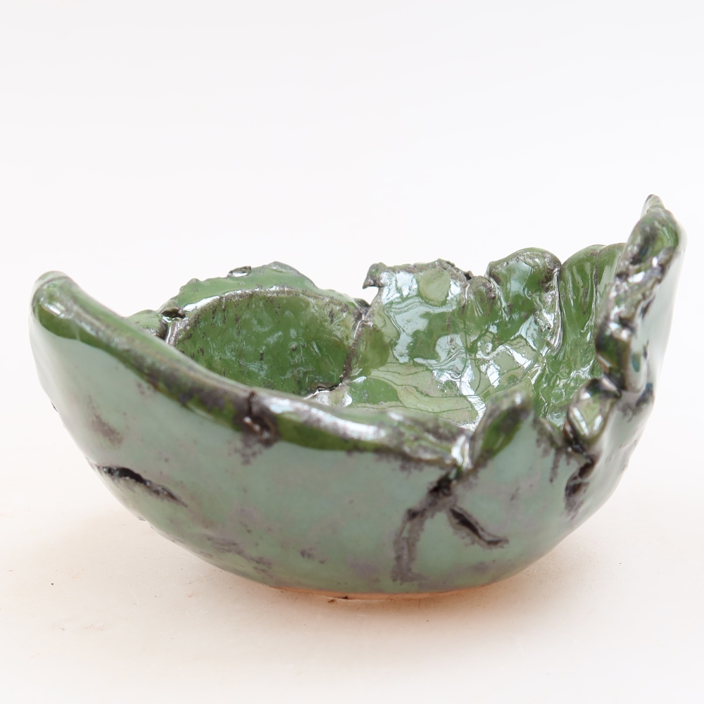 Kerámia héj  11,5 x 10,5 x 7 cm, zöld színű