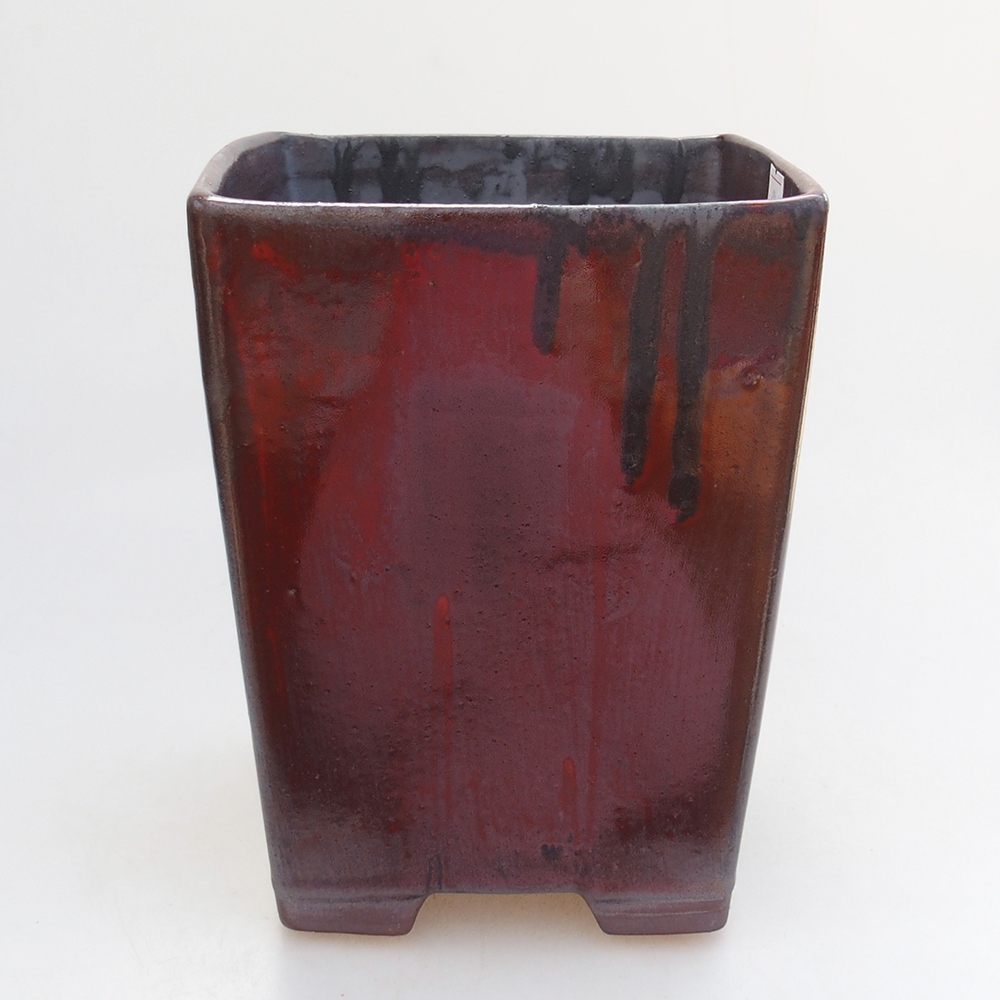 kerámia bonsai tál 15 x 15 x 19 cm, piros színű