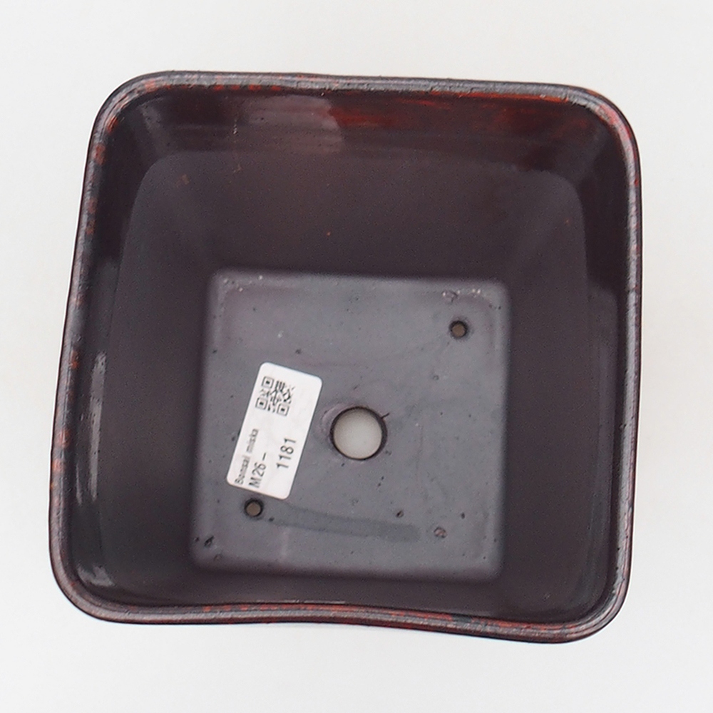 kerámia bonsai tál 14 x 14 x 15 cm, piros színű