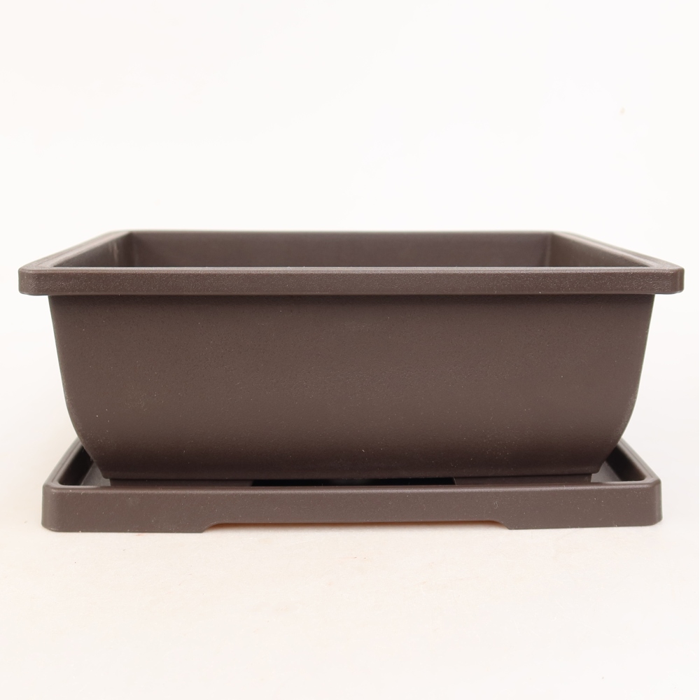 Bonsai-cserepes tál + alátét, műanyag, MP-2 – 21,5 x 15,5 x 8 cm