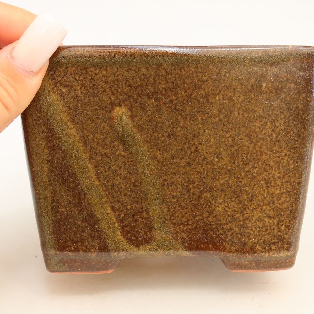 Kerámia bonsai-tál 12 x 12 x 9 cm, barna színű