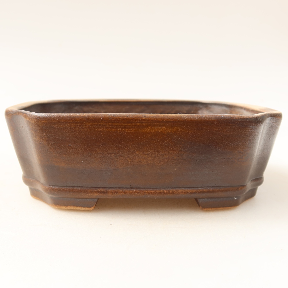 Kerámia bonsai-tál 13,5 x 11,5 x 4 cm, barna színű