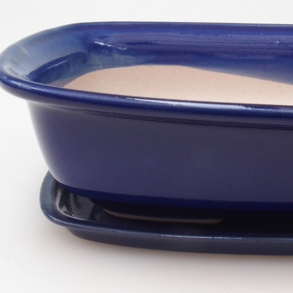 Bonsai tál + csészealj H08 - 25 x 19,5 x 6 cm. - kék