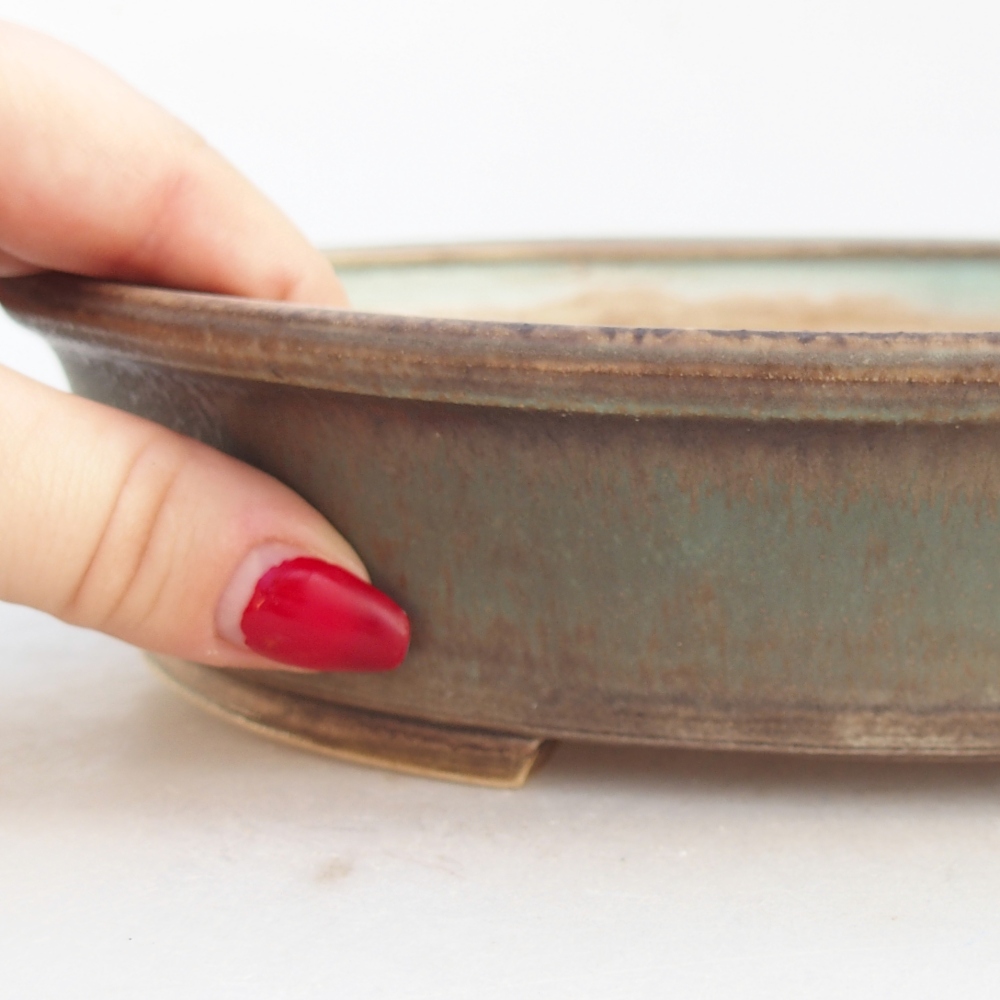 kerámia bonsai tál 24 x 21 x 5 cm, zöld