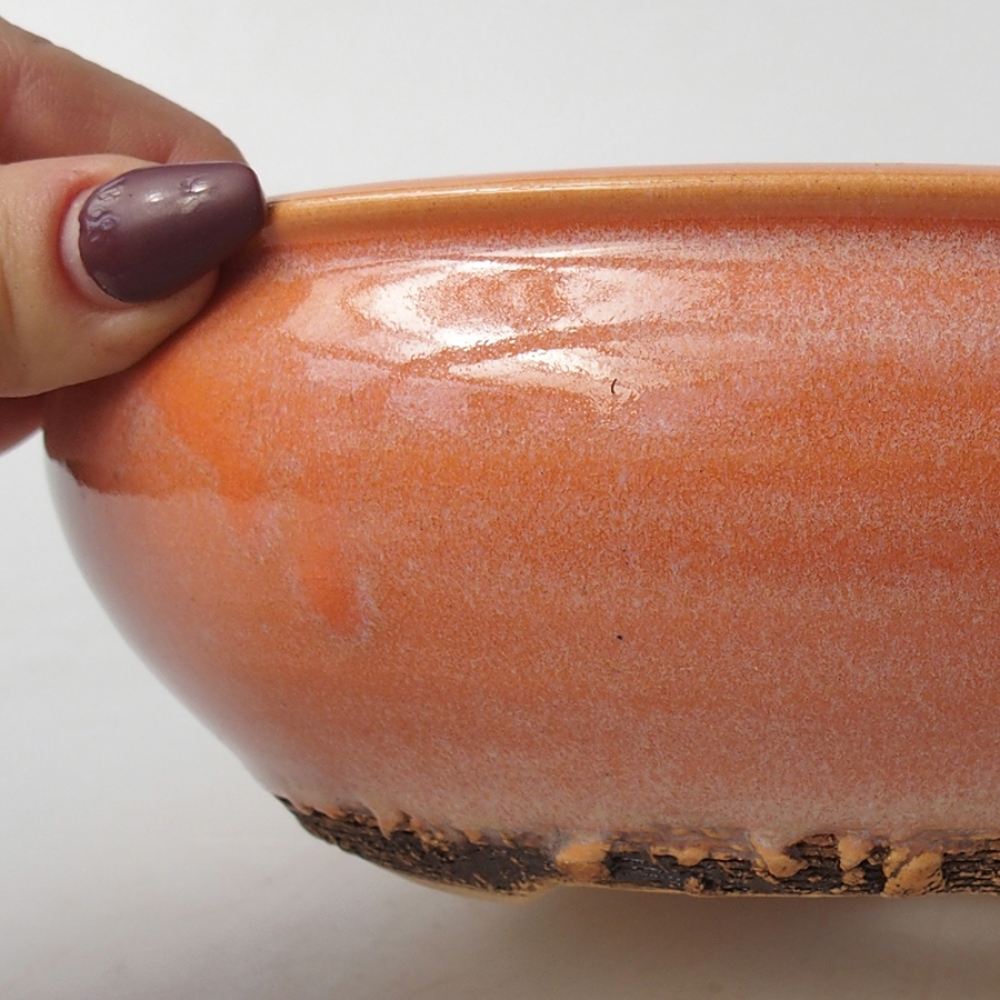 Kerámia bonsai tál 18,5 x 18,5 x 6,5 cm, narancssárga