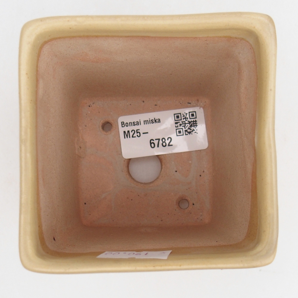 kerámia bonsai tál 7,5 x 7,5 x 10 cm, bézs színű