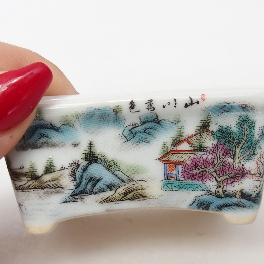 Mini bonsai tál 8 x 6,5 x 3,5 cm, fehér