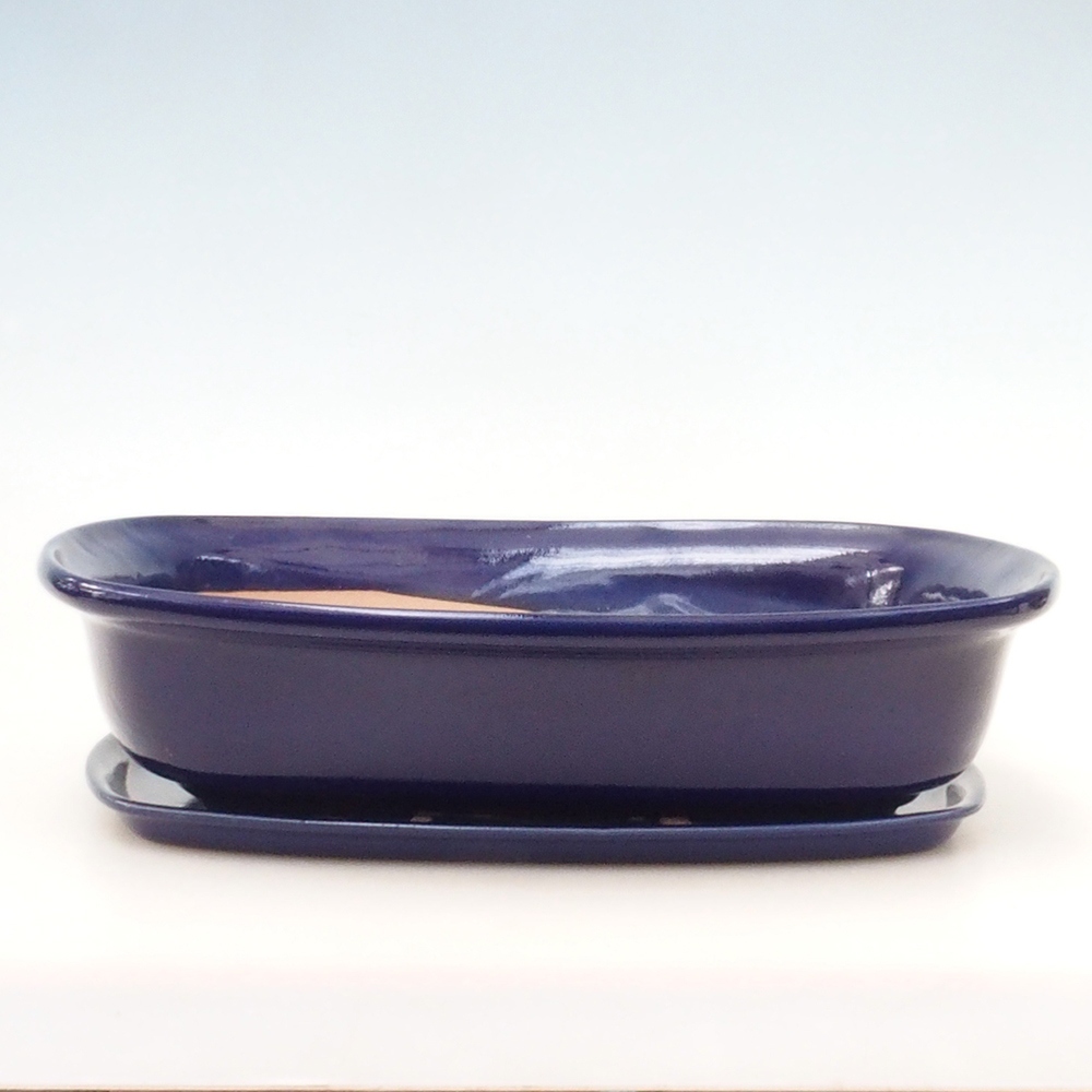 Bonsai tál + csészealj H10 - 37 x 28 x 9 cm. - kék