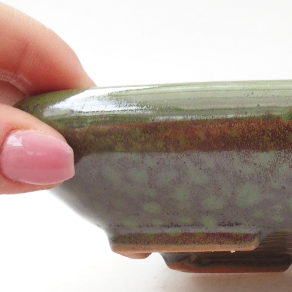 Bonsai kerámia tál 17 x 13,5 x 3,5 cm, zöld