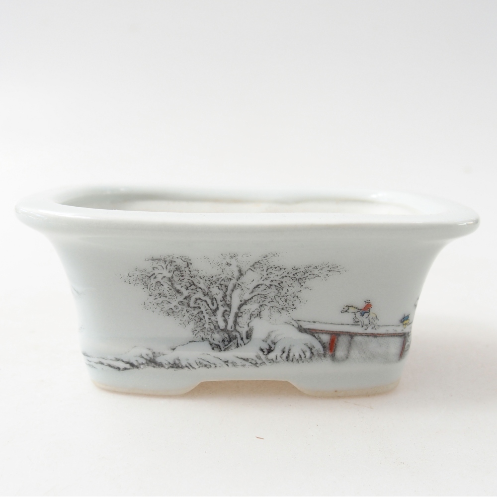 Mini bonsai tál 10 x 7,5 x 4 cm, fehér színben