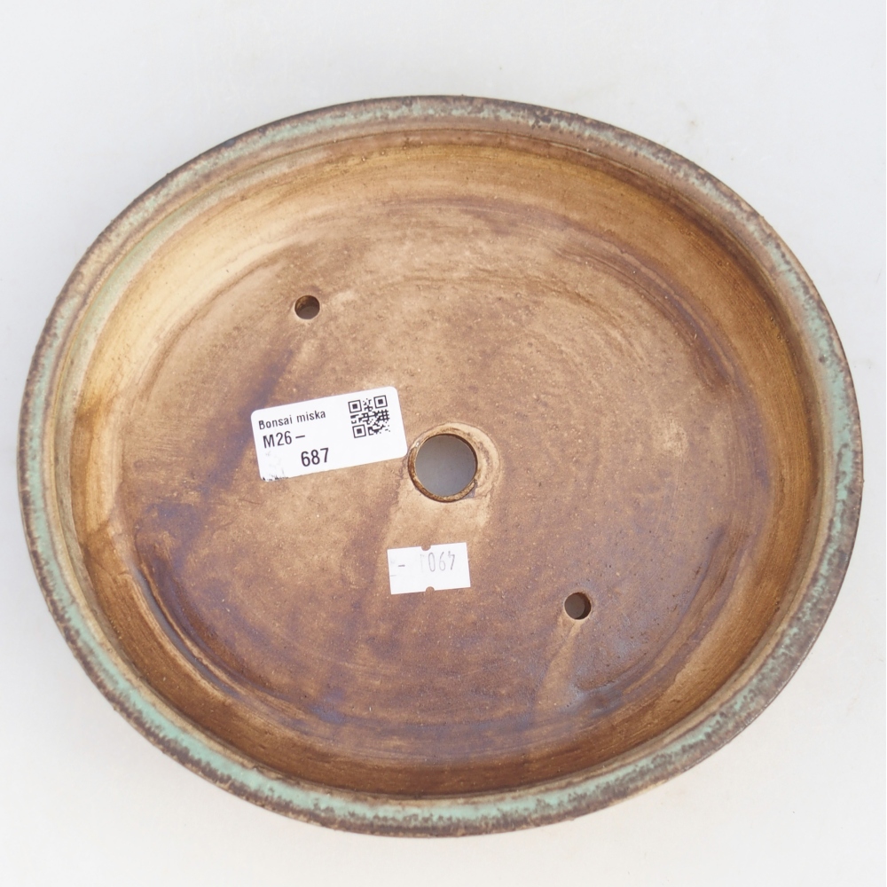 kerámia bonsai tál 21 x 19 x 4,5 cm, zöld