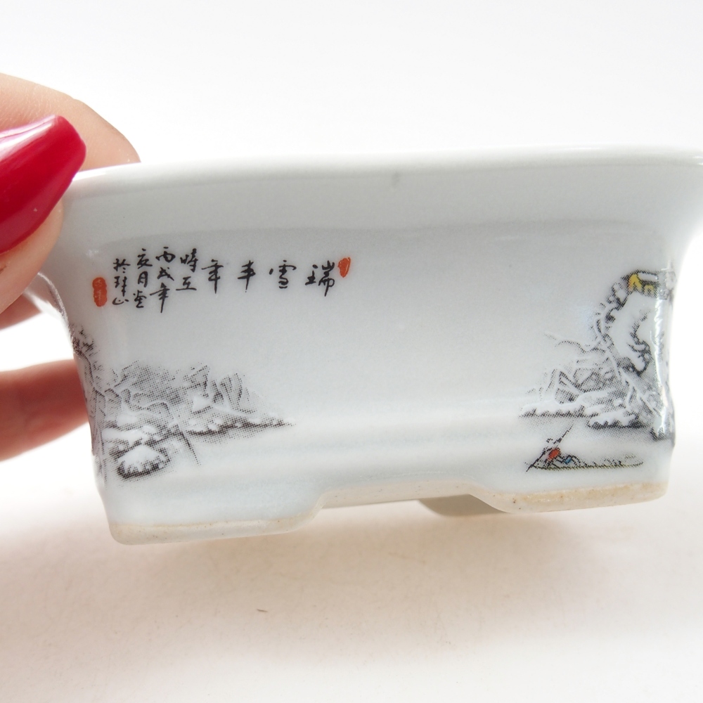 Mini bonsai tál 10 x 7,5 x 4 cm, fehér színben