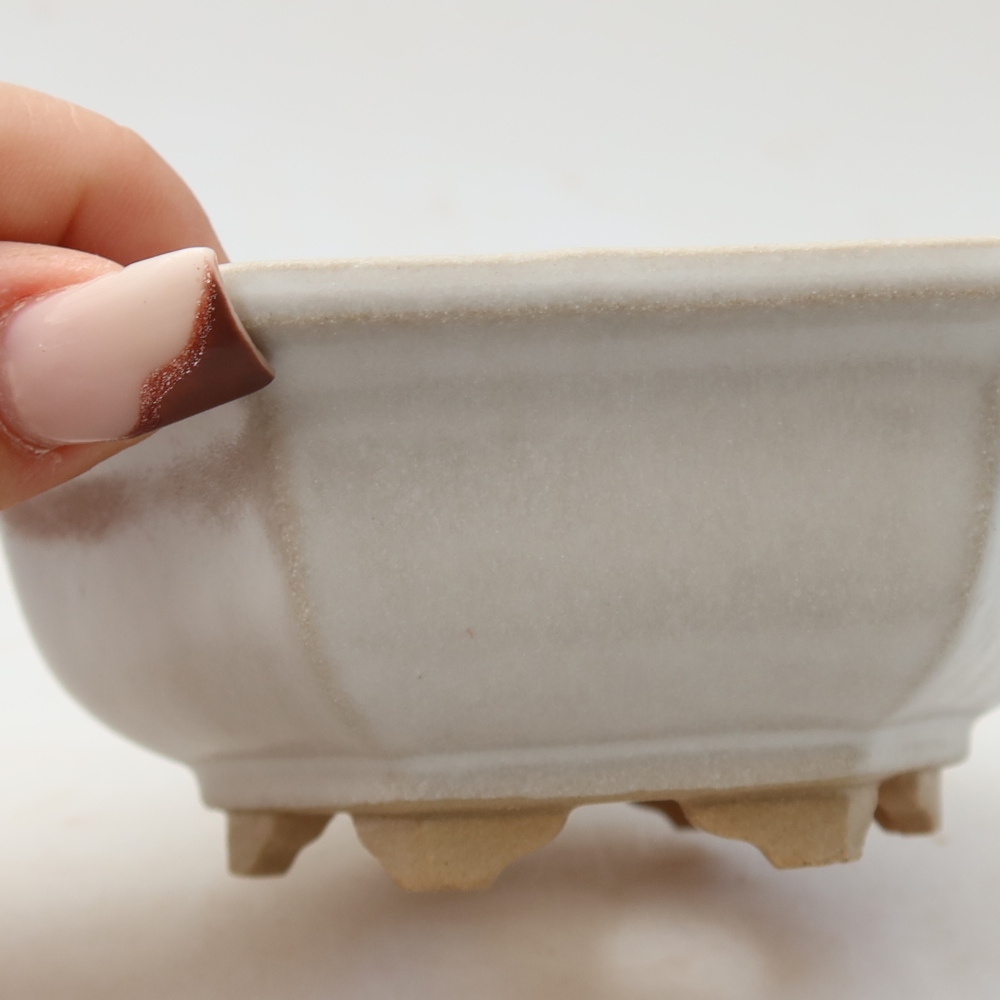 Kerámia bonsai tál, 12 x 10,5 x 4,5 cm, fehér színű