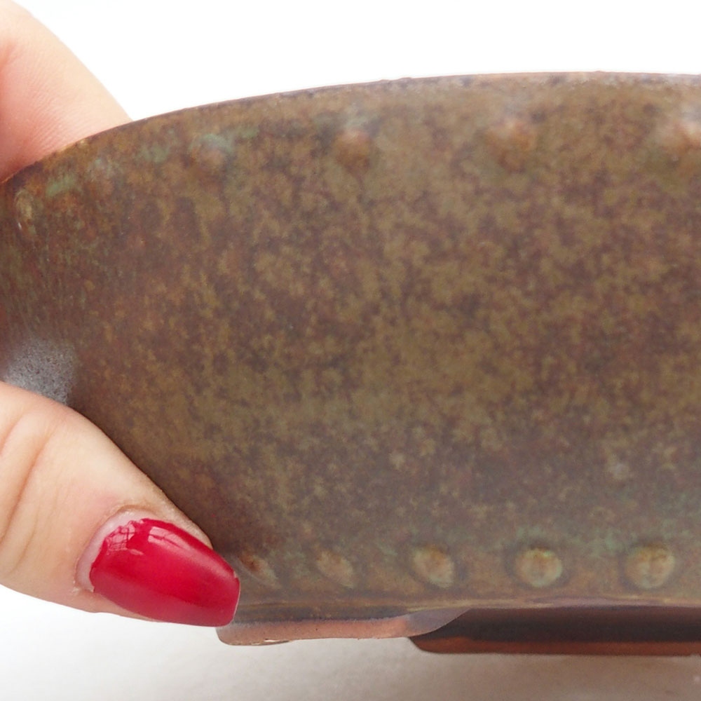 Kerámia bonsai tál 17,5 x 17,5 x 4,5 cm, zöld