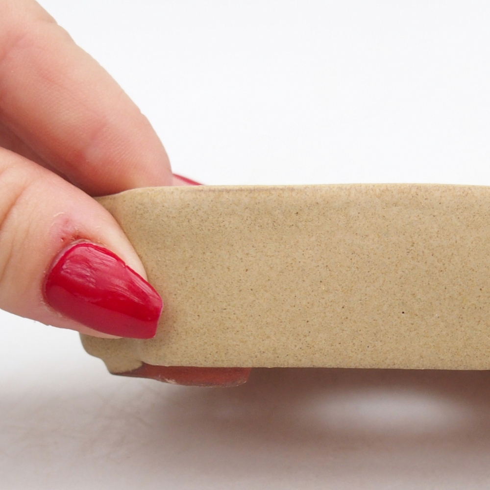 kerámia bonsai tál 10 x 8,5 x 2,5 cm, bézs színben