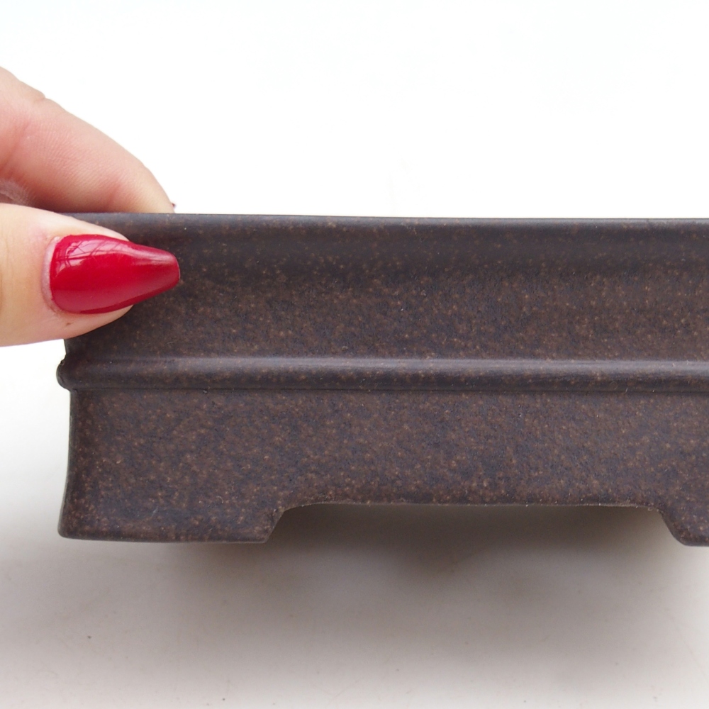 kerámia bonsai tál 14,5 x 10,5 x 5 cm, színe barnás okkersárga