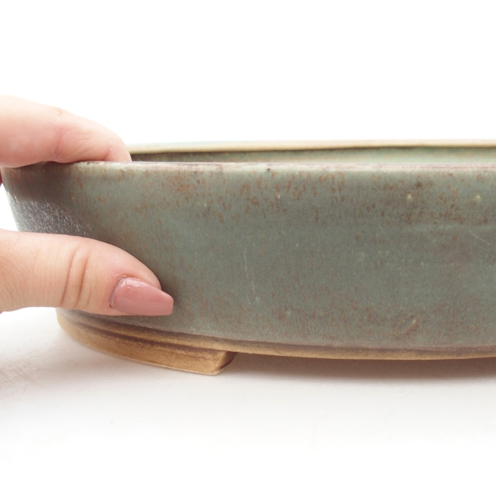 kerámia bonsai tál 28 x 24,5 x 6 cm, zöld