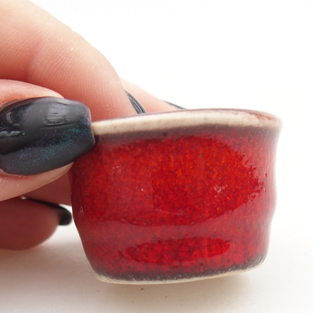 Mini bonsai tál 3,5 x 3,5 x 2,5 cm, piros színben