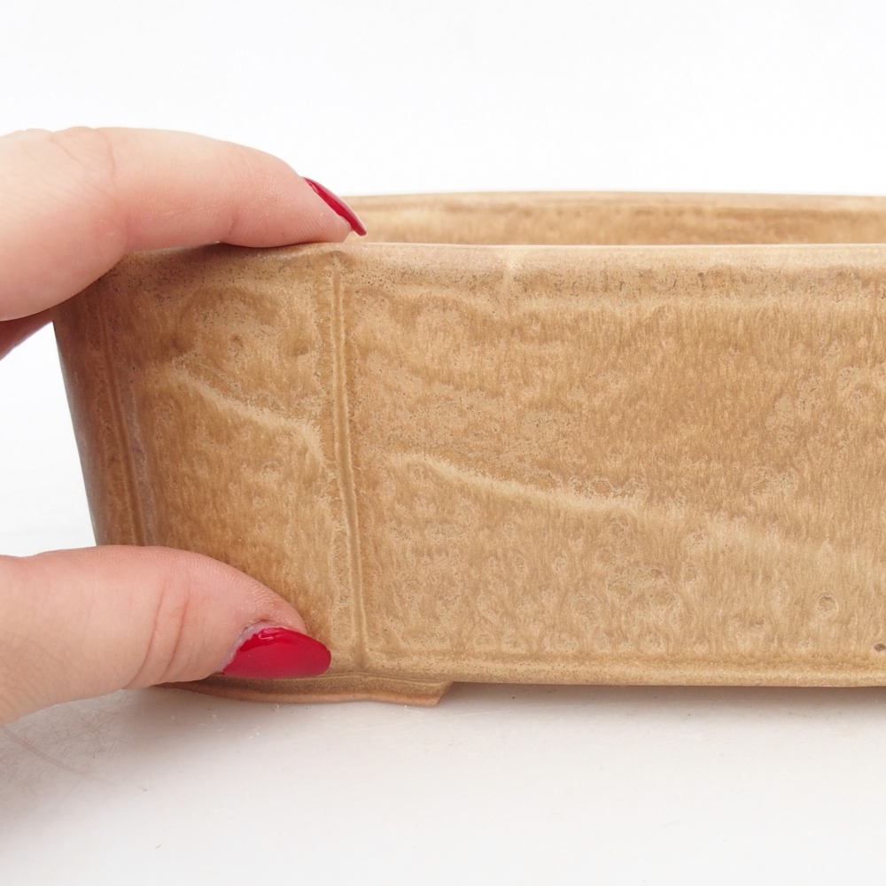 kerámia bonsai tál 20 x 17,5 x 7 cm, bézs színben