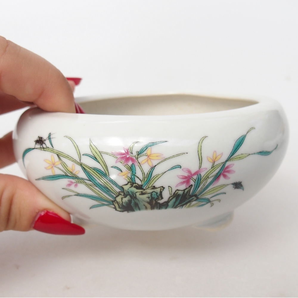 kerámia bonsai tál 10 x 10 x 5 cm, fehér színben