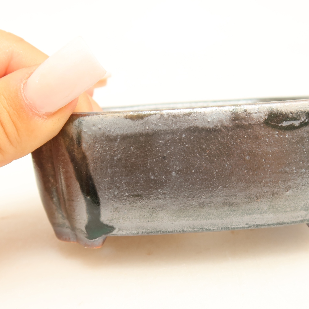 Kerámia bonsai-tál 10,5 x 8 x 4 cm, fém színű