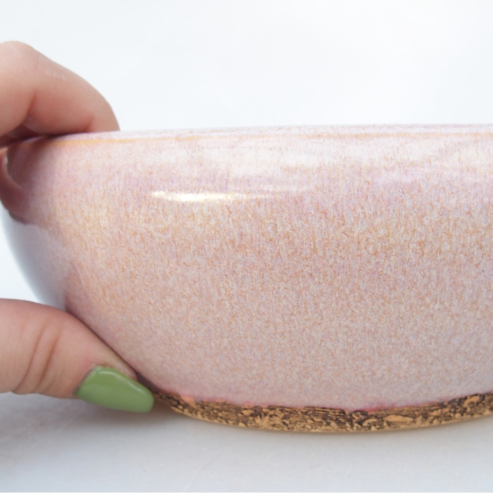 Kerámia bonsai tál 18,5 x 18,5 x 6,5 cm, rózsaszínű