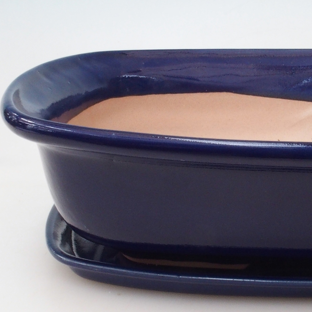 Bonsai tál + csészealj H10 - 37 x 28 x 9 cm. - kék