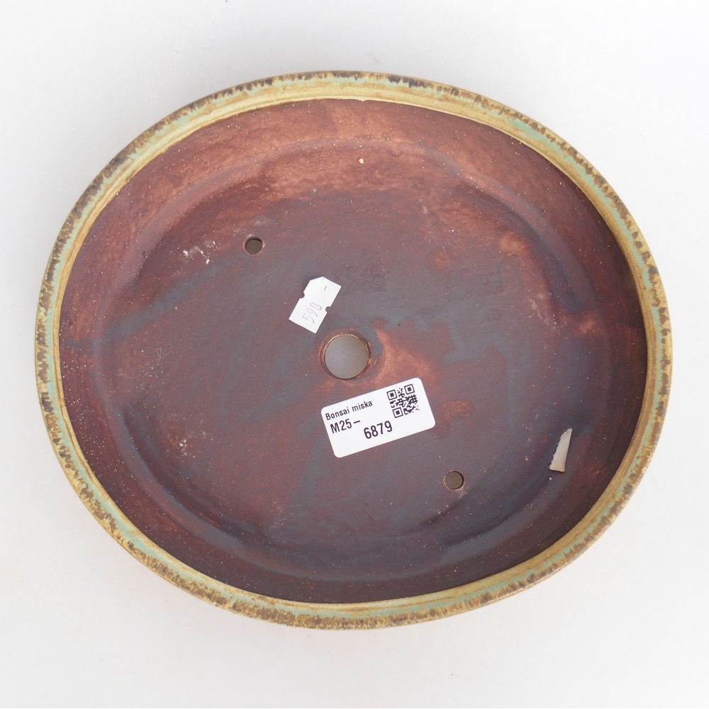 Kerámia bonsai tál 22,5 x 20 x 4,5 cm, zöld