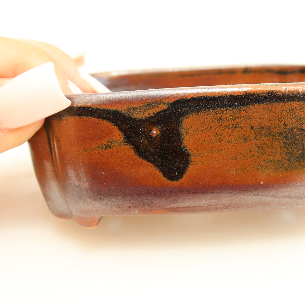 Kerámia bonsai-tál 10,5 x 8 x 4 cm, barna színű