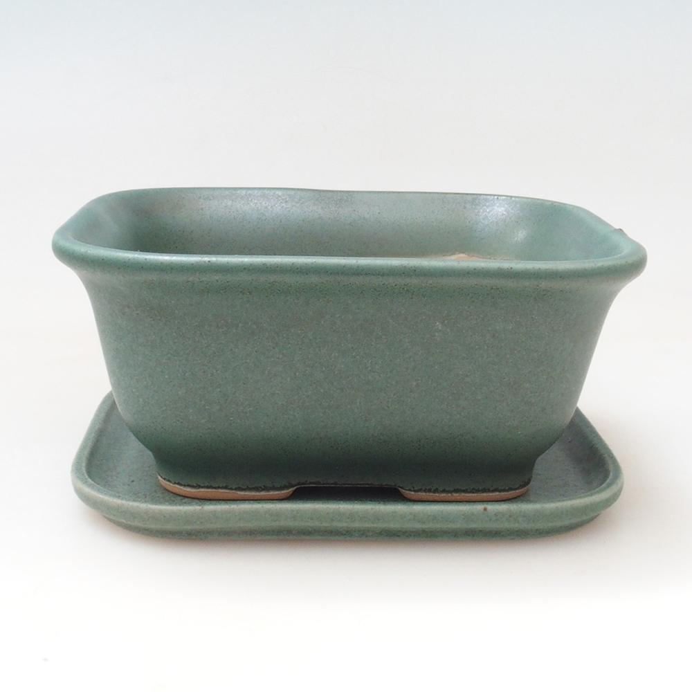 Bonsai tál + csészealj H37 - 14,5x13x6,5 cm. - zöld